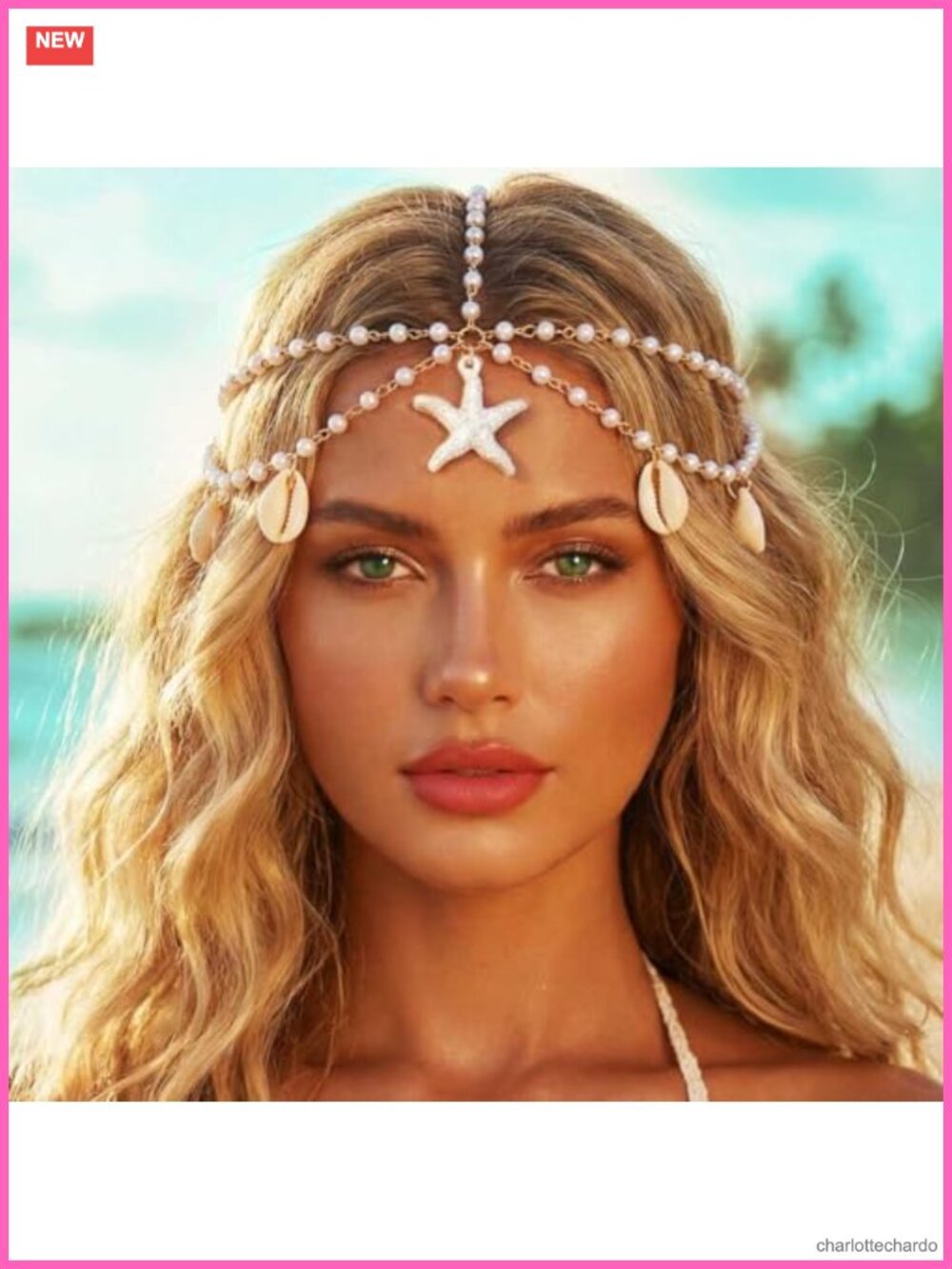 Bohemian Pearl Head Chain Gold Starfish Mermaid Headpiece Shell Costume Hair